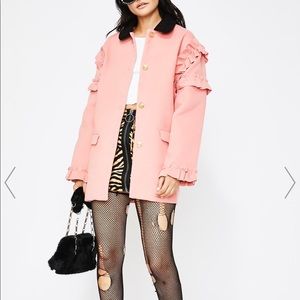 Dolls kill jacket coat. From The Moon. Coral and black